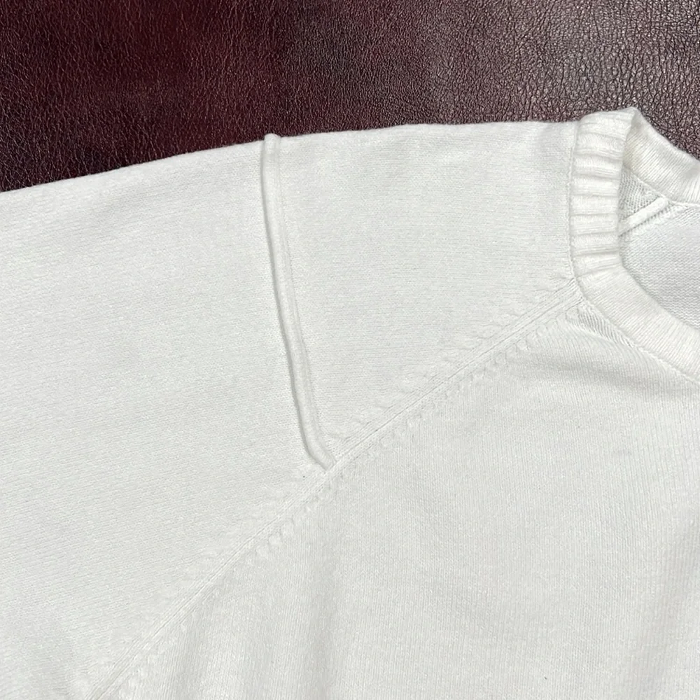 French Connection Off-White Exposed Seam Knit Jewel Neck Tunic Sweater - Size 1X